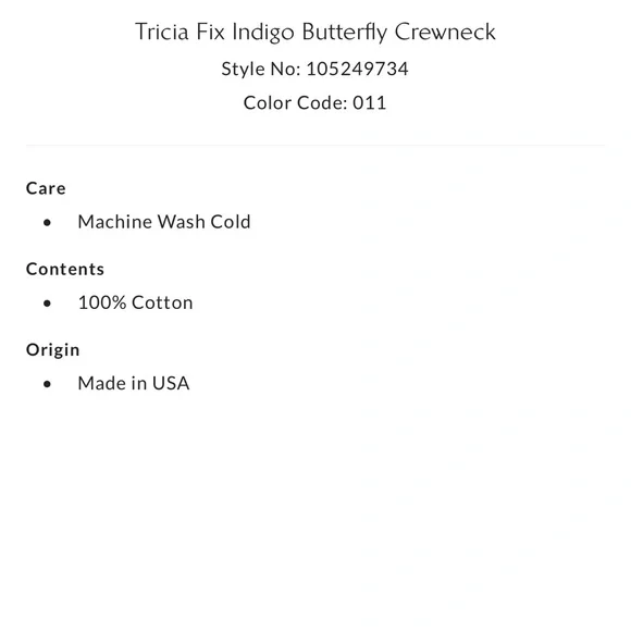 Tricia Fix x Free People Indigo Patchwork Butterfly Crewneck Sweatshirt NWOT - Picture 7 of 8